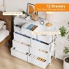 39.4in Tall Dresser for Bedroom with 12 Drawers, Chest of Drawers with Side Pockets and Hooks, Sturdy Steel Frame, Wood Top, Easy Pull Handle - 3 of 4