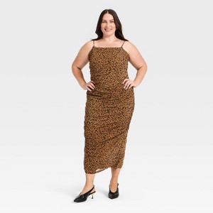 Women's Ruched Midi Slip Dress - A New Day™ - 1 of 3