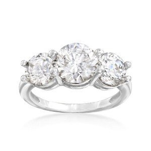 Ross-Simons 4.00 ct. t.w. CZ 3-Stone Ring in 14kt White Gold - 1 of 4
