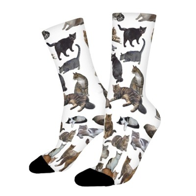 Cats Women Printed Crew Socks Funny Funky Socks Soft Polyester Novelty Gifts for Artists Men