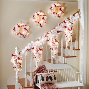 The Lakeside Collection Lighted Snowy Cardinal Holiday Decor - Garland - 1 of 4