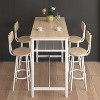 white 5-Piece Kitchen Counter Height Table Set, Bar Table with 4 Chairs - 2 of 4