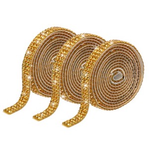 Unique Bargains Self-Adhesive DIY Crafts Decorations Crystal Rhinestone Diamond Ribbon 3 Rolls - 1 of 4