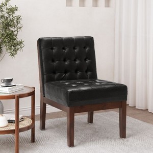 CAVINAS Contemporary Accent Chair with Waffle Tufted Upholstery and Rubberwood Legs, Modern Armchair with Plush Seat - 1 of 4