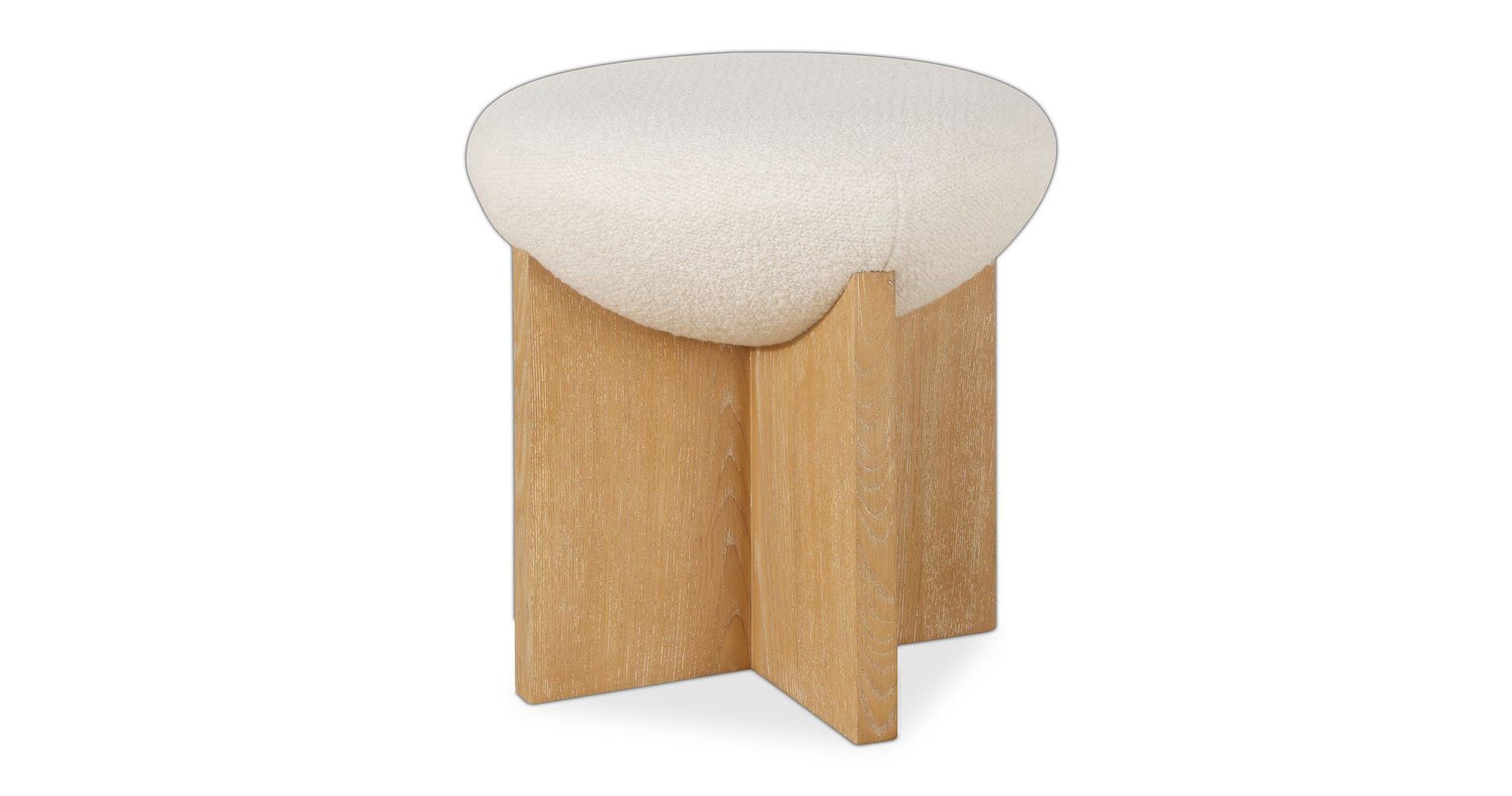 Uttermost Lainie Minimalist Accent Stool – Upholstered Round Seat with Oak Wood Base for Modern, Soft-Toned Interiors