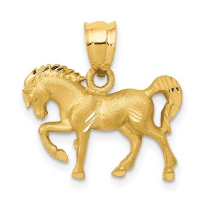 Black Bow Jewelry 14k Yellow Gold Satin & Diamond-Cut Horse Pendant, 18mm (11/16 Inch) - 1 of 4