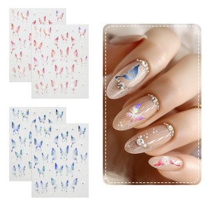 Wrapables 5D Embossed Colorful Flowers Nail Art Decal Stickers, Self Adhesive 3D Floral Design (Set of 4) - 1 of 4
