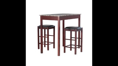 Espresso Elegance 3-Piece Tavern Counter Set with Faux Marble Top
