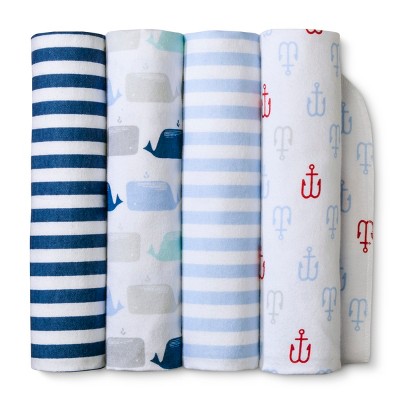 Flannel Baby Blankets Flannel By the Sea 4pk - Cloud Island™ Blue