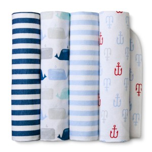 Flannel Baby Blankets Flannel By the Sea 4pk - Cloud Island Blue