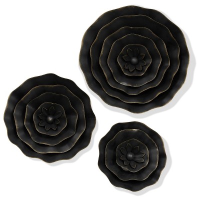  Set of 3 Metal Around and Around We Go Wall Sculptures Black/Gold - StyleCraft 