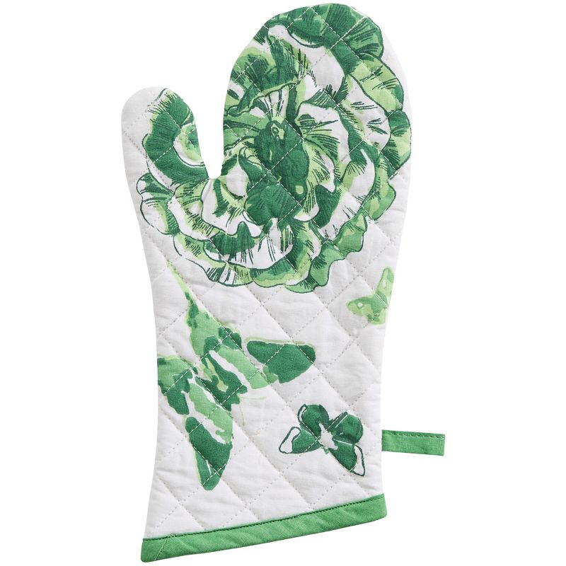 Patricia Heaton Home Green Florals And Flitters Floral Oven Mitt, 1 of 5