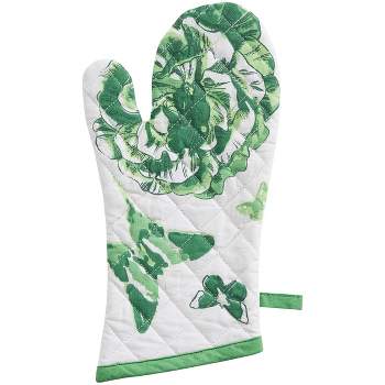 Patricia Heaton Home Green Florals And Flitters Floral Oven Mitt