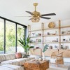 Parrot Uncle 52" Weathered Gold Natural Farmhouse Ceiling Fans with Lights and Remote Vintage Wooden Bead Fan for Living Room Bedroom - 2 of 4