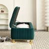 Square Storage Ottoman Bench,Upholstered Velvet Fabric Ottoman Stool Seat With Safety Hinge,Gold Decoration Strip,Ottoman Stool Seat-Cuddlewood - 2 of 4