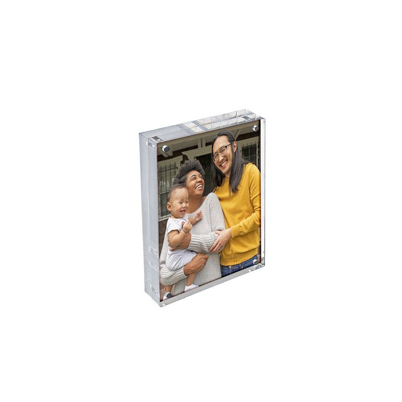 Azar Displays Clear Acrylic Magnetic Photo Frame Block 8.5" x 5.5" Vertical/Horizontal, 1 of 7