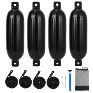4 Pack Boat Fenders,16"/20"/23"/27" Inflatable Boat Bumpers for Docking,Dock Bumpers with 4 Ropes,1 Air Pump & 1 Storage Bag - 1 of 4