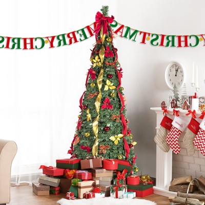 Hrinhom 7.5FT Pop-Up Christmas Tree with Warm White UL Lights