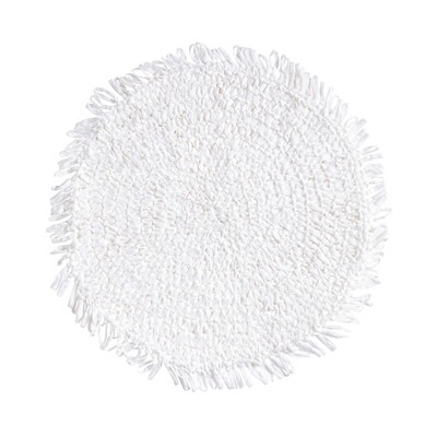 White Round Raffia Fringe Placemats, 14-inch Set of 4