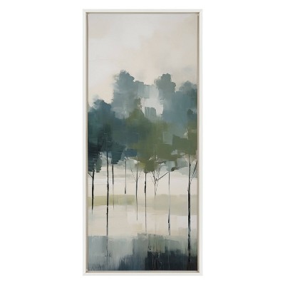Whispering Trees Abstract Landscape 18x40 White Canvas Print