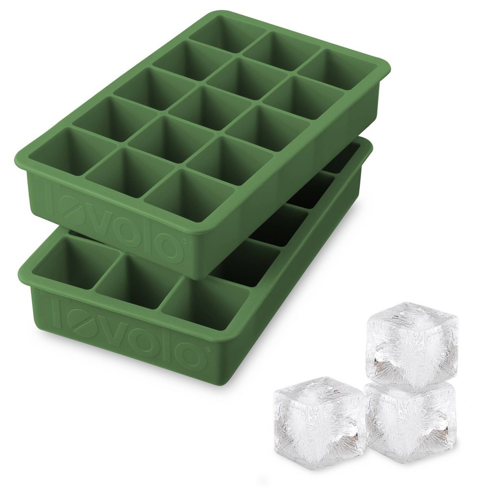 Photos - Barware Tovolo Set of 2 Perfect Ice Cube Trays Pesto: Silicone, 15 Cavities, 1.5 Volume Capacity, Dishwasher-Safe, Green