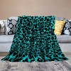 Luxurious Blue and Black Leopard Print Blanket, Cozy Polyester Throw for All Seasons, Ideal for Home Decor, Travel, Christmas Gift. - 3 of 4