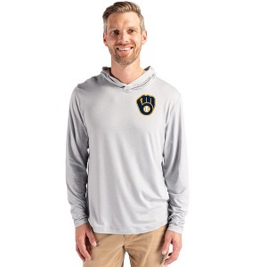 Milwaukee Brewers Cutter & Buck Coastline Epic Comfort Recycled Mens Hooded Shirt - 1 of 1