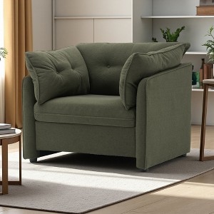 Oversized Warp Knitting Fabric Armchair with Removable Cushions and High Backrest - 1 of 4