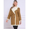 INSPIRE CHIC Women's Faux Shearling Double Breast Lapel Fleece Long Casual Faux Fur Jackets with Pockets - 3 of 4