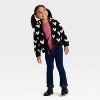 Toddler Girls' Heart Jacquard Cozy Fleece Jacket - Cat & Jack™ Black - 3 of 3