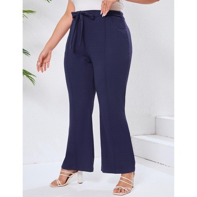 Womens Plus Size Tie Front Stratchy Business Casual Pants