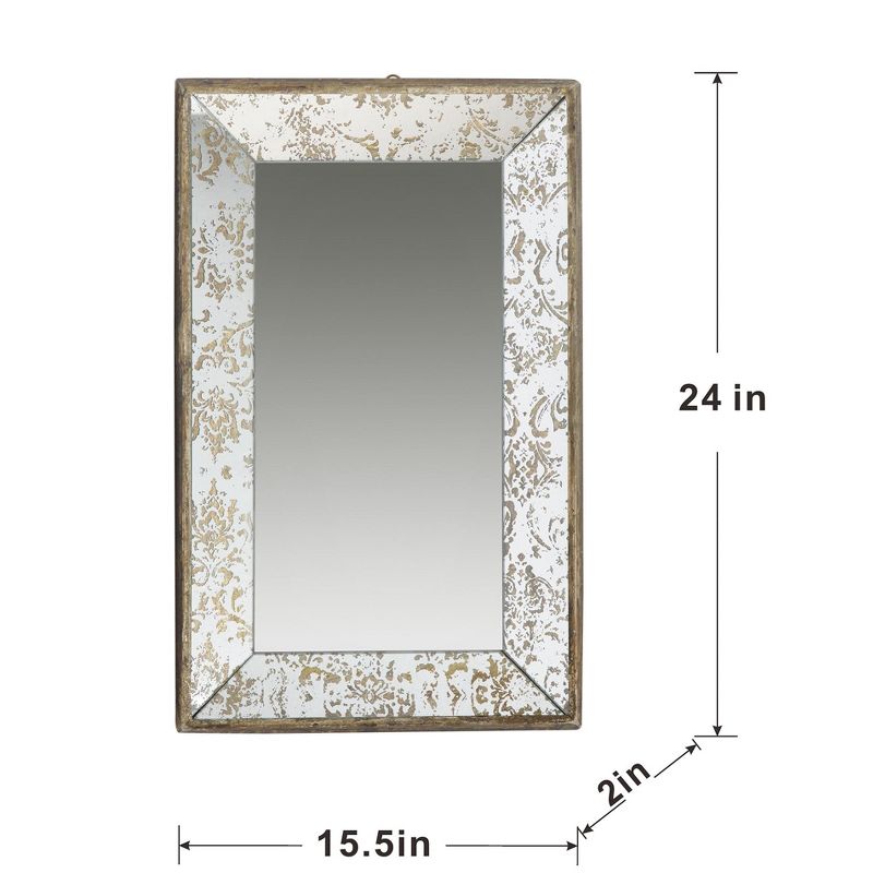 Antique Rectangle Mirror with Floral Accents, Mirrored Display Tray,Hanging Wall Mirror,Decorative Wall Mirrors,Art Deco Mirrors Vintage-The Pop Home, 5 of 8