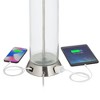 360 Lighting Watkin Modern Table Lamps 27 1/2" Tall Set of 2 Clear Glass Nickel with USB and AC Power Outlets in Base LED Blue Hardback Shade for Home - 2 of 4