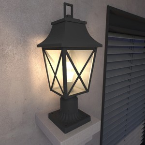YUHAO Garden Yard Patio Path Anti-Rust Waterproof Outdoor Post Light Modern 19.8 in. Black(2 PACK) - 1 of 4
