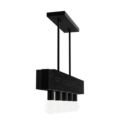 Black Iron and Ash 5-Light Linear Chandelier