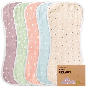 KeaBabies 5pk Organic Softe Muslin Burp Cloths for Baby Girls and Boys, Large Absorbent Burping Cloths for Babies, Baby Burp Clothes - 1 of 4