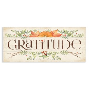Stupell Industries Seasonal Gratitude Floral Leaves Wall Plaque Art, 17" x 7" - 1 of 4