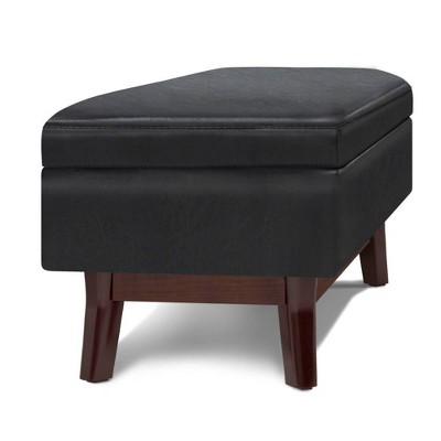Ethan Midnight Black Faux Leather Storage Ottoman