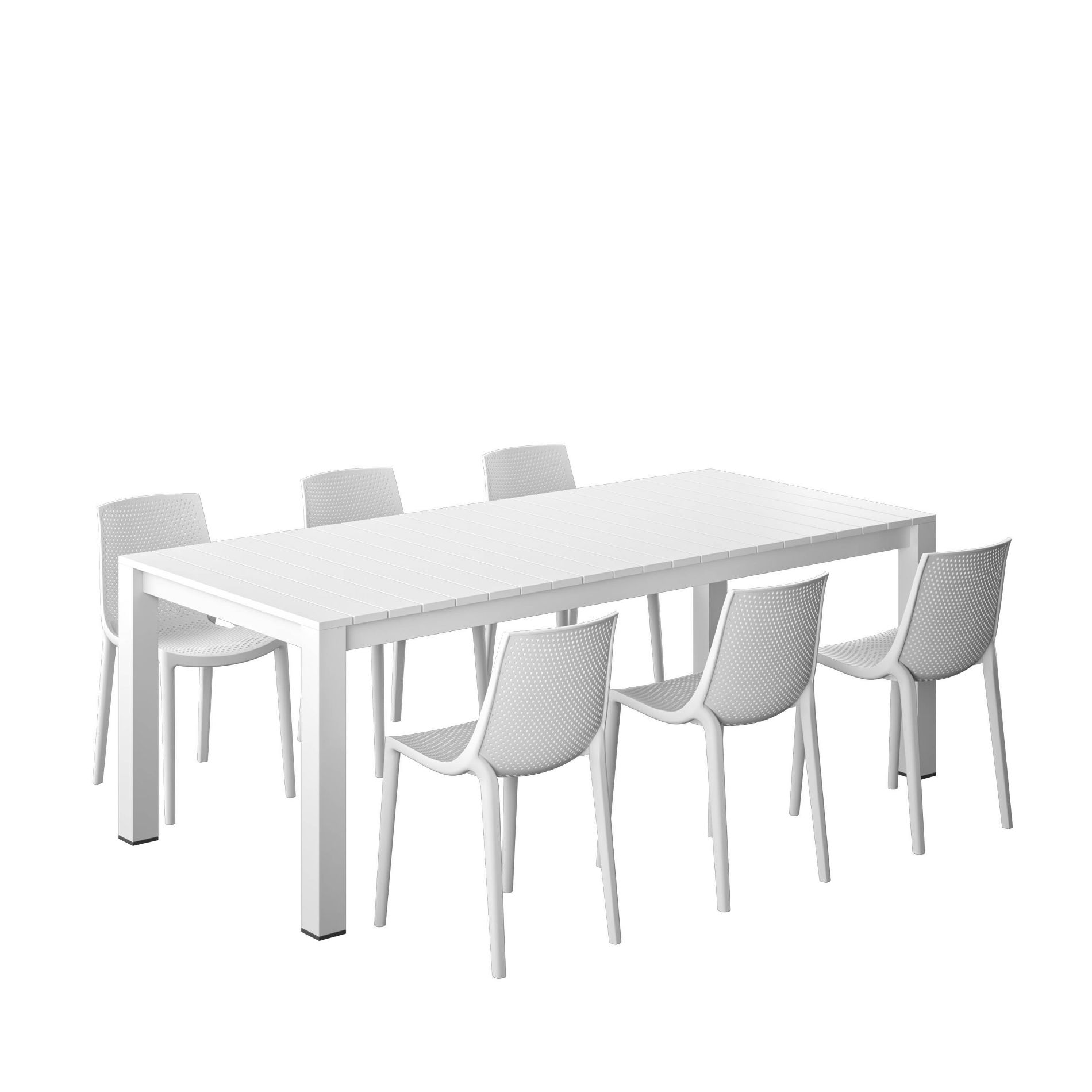 Amazonia Leblon 7pc Aluminum Rectangular Patio Dining Set White