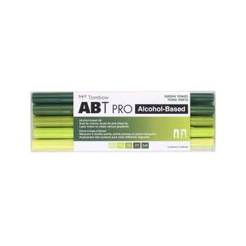 5ct ABT PRO Dual-Tip Alcohol Based Art Markers Green Tones - Tombow