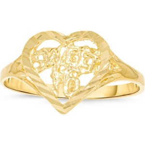 10k Yellow Gold 10.5mm Sweet 16 Openwork Heart Filigree Ring - 1 of 4