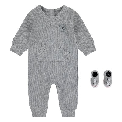 Converse Brandclub Converse Baby Long Sleeve Romper Bootie Set Gray 0 3M