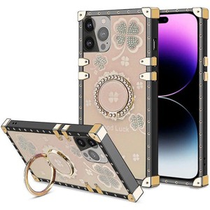 Entronix Case Compatible with iPhone 16 Pro - [Rectangular] Luxury Lucky-Clover Gripstand - 1 of 4