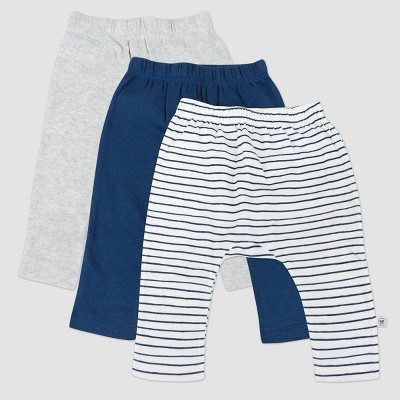 Image of Honest Baby 3pk Organic Cotton Harem Pants - Navy Blue 6-9M