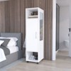 SEVOBAL Armoires 63 Tall Wardrobe One Door Cabinet with Mirror Three Shelves Casters Hanging Rod for Bedroom Storage, White, 16"*19"*63" - 3 of 4