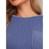 cheibear Women's Long Sleeve Crewneck Casual Sleep Dress with Chest Pocket - 4 of 4