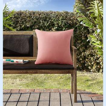 Kate Aurora 2 Piece Solid Colored Weatherproof & Water Resistant Oversized Filled Outdoor Accent Throw Pillows - 20 in. W x 20 in. L