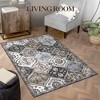 Vintage Area Rugs Washable Floral print Floor Cover, Non-Slip Oriental Accent Carpet, Foldable Low Pile Indoor Mat for Kitchen, Bedroom, Living Room - 4 of 4