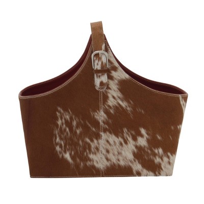 14" x 16" Traditional Leather Magazine Holder with Belt Strap Handle - Olivia & May