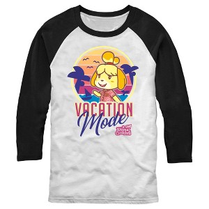 Men's Nintendo Vacation Mode Isabelle Baseball Tee - 1 of 4